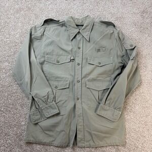 Vintage Hero Jacket Men Medium Green Cotton Canvas Military Field Button Pockets